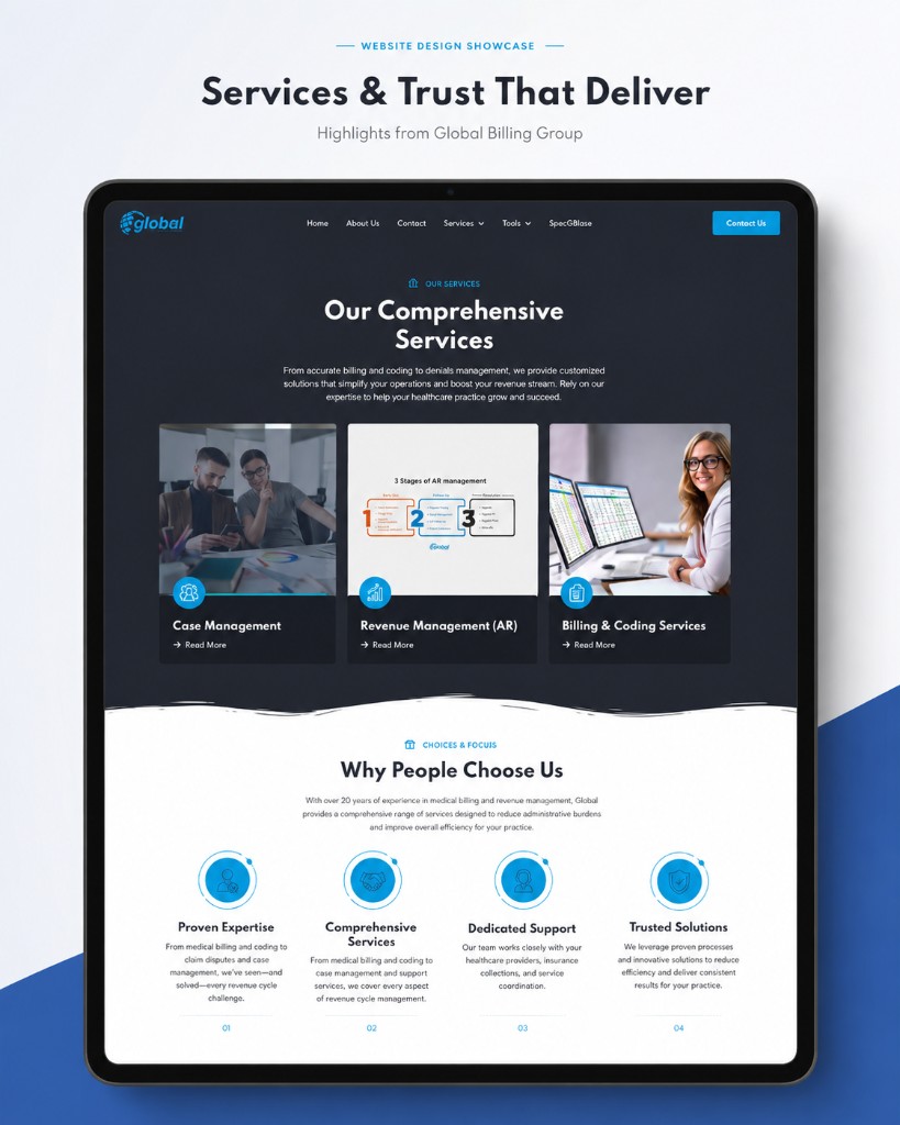 Global Billing Group website page